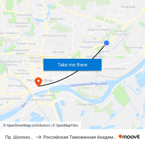 Пр. Шолохова to Российская Таможенная Академия map