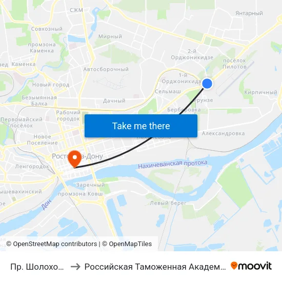 Пр. Шолохова to Российская Таможенная Академия map
