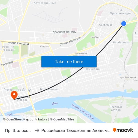 Пр. Шолохова to Российская Таможенная Академия map