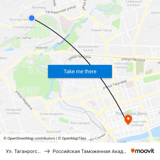 Ул. Таганрогская to Российская Таможенная Академия map
