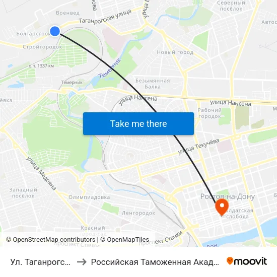 Ул. Таганрогская to Российская Таможенная Академия map