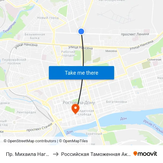 Пр. Михаила Нагибина to Российская Таможенная Академия map