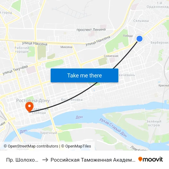 Пр. Шолохова to Российская Таможенная Академия map