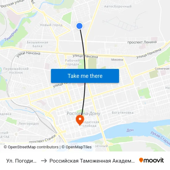 Ул. Погодина to Российская Таможенная Академия map