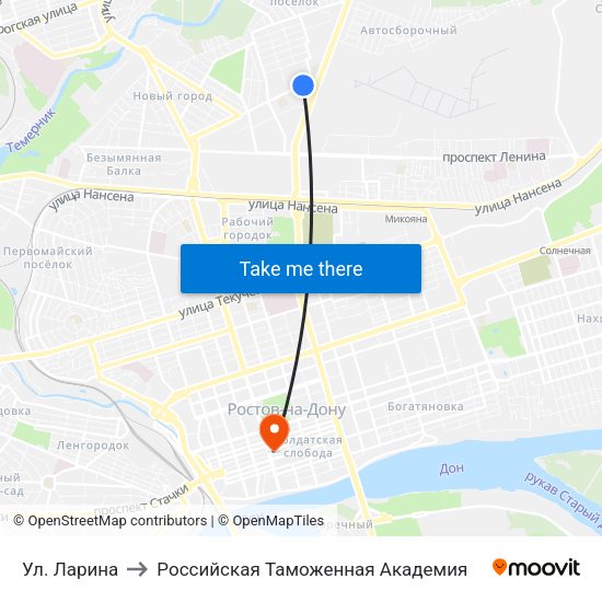 Ул. Ларина to Российская Таможенная Академия map