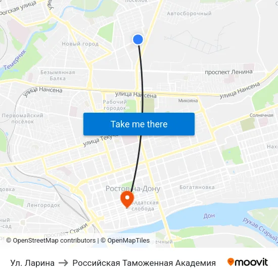 Ул. Ларина to Российская Таможенная Академия map