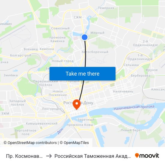 Пр. Космонавтов to Российская Таможенная Академия map