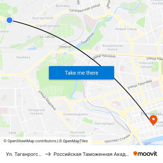Ул. Таганрогская to Российская Таможенная Академия map