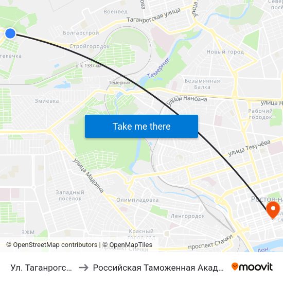 Ул. Таганрогская to Российская Таможенная Академия map