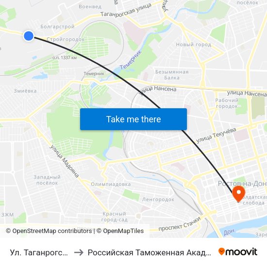 Ул. Таганрогская to Российская Таможенная Академия map