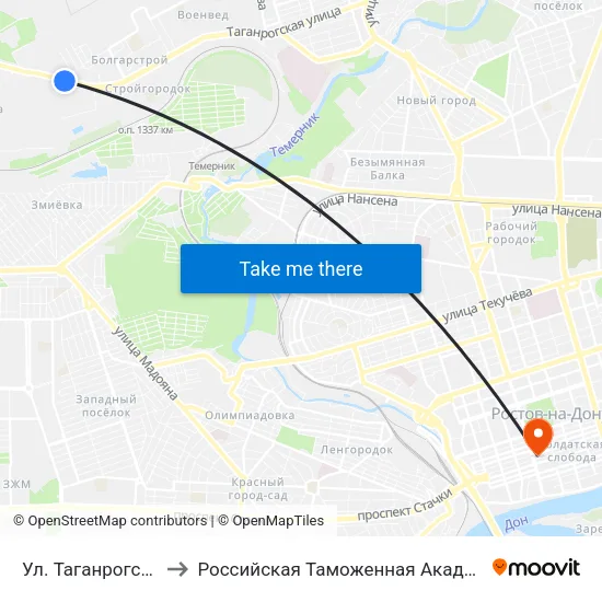 Ул. Таганрогская to Российская Таможенная Академия map