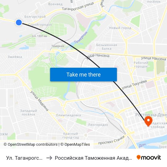 Ул. Таганрогская to Российская Таможенная Академия map