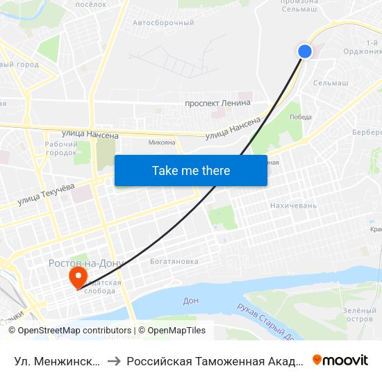 Ул. Менжинского to Российская Таможенная Академия map