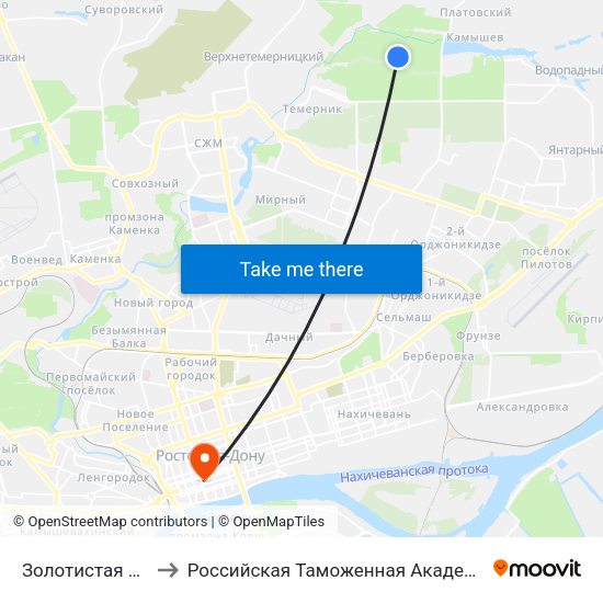 Золотистая Ул. to Российская Таможенная Академия map