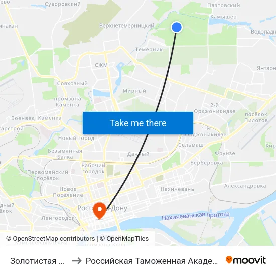 Золотистая Ул. to Российская Таможенная Академия map