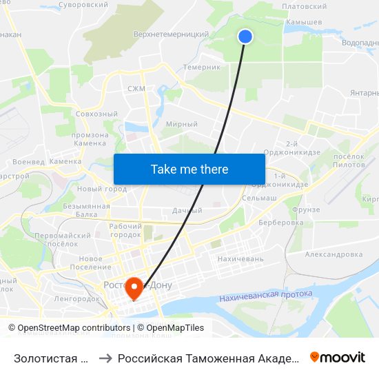 Золотистая Ул. to Российская Таможенная Академия map