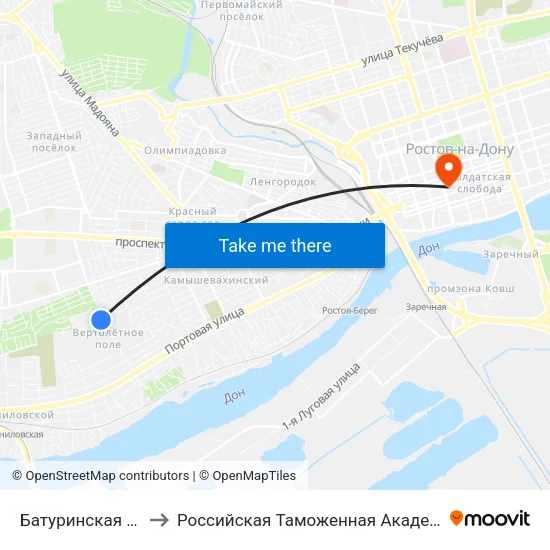 Батуринская Ул. to Российская Таможенная Академия map