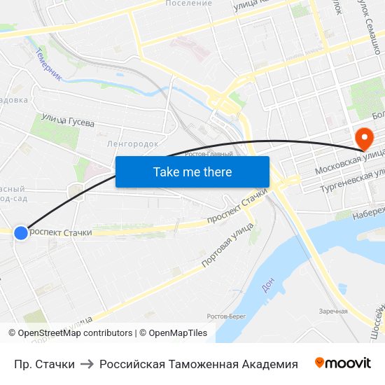 Пр. Стачки to Российская Таможенная Академия map