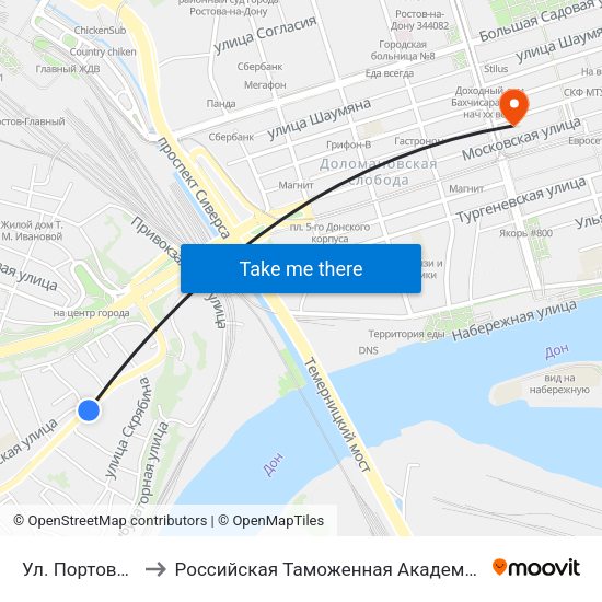 Ул. Портовая to Российская Таможенная Академия map