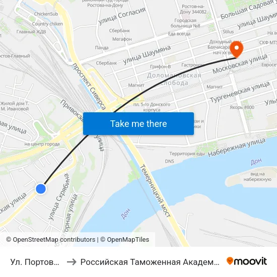 Ул. Портовая to Российская Таможенная Академия map