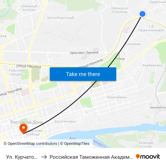 Ул. Курчатова to Российская Таможенная Академия map