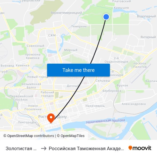 Золотистая Ул. to Российская Таможенная Академия map