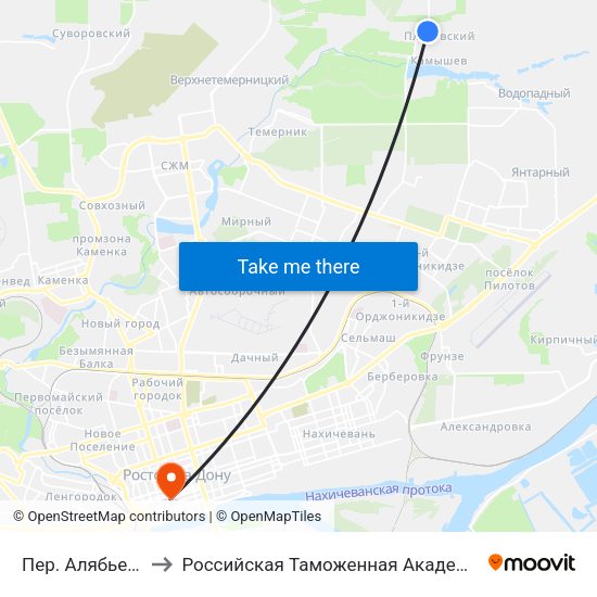 Пер. Алябьева to Российская Таможенная Академия map