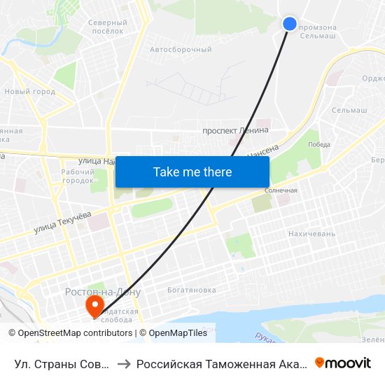 Ул. Страны Советов to Российская Таможенная Академия map