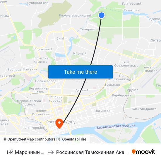 1-Й Марочный Пер. to Российская Таможенная Академия map