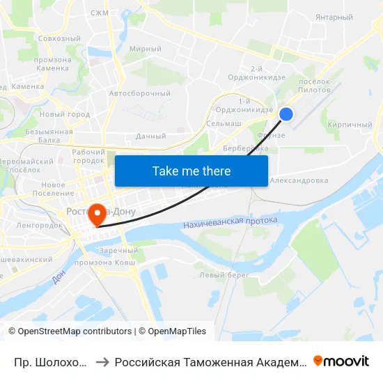 Пр. Шолохова to Российская Таможенная Академия map