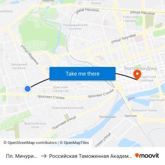 Пл. Мичурина to Российская Таможенная Академия map