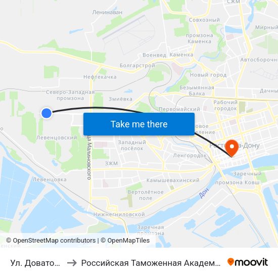 Ул. Доватора to Российская Таможенная Академия map