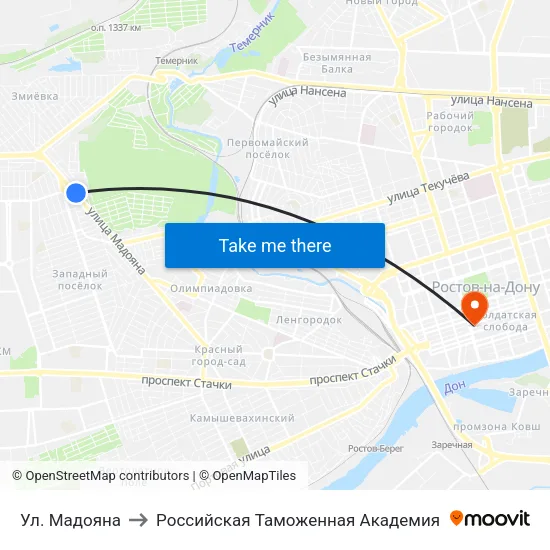 Ул. Мадояна to Российская Таможенная Академия map