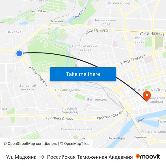 Ул. Мадояна to Российская Таможенная Академия map