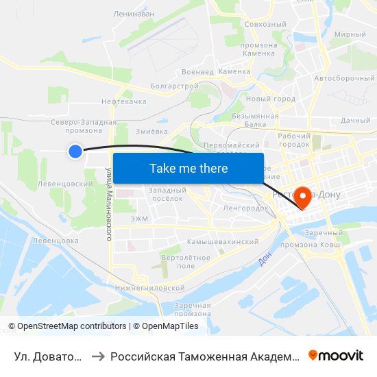 Ул. Доватора to Российская Таможенная Академия map