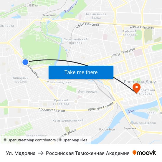 Ул. Мадояна to Российская Таможенная Академия map