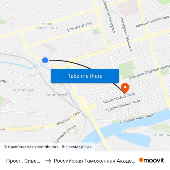Просп. Сиверса to Российская Таможенная Академия map