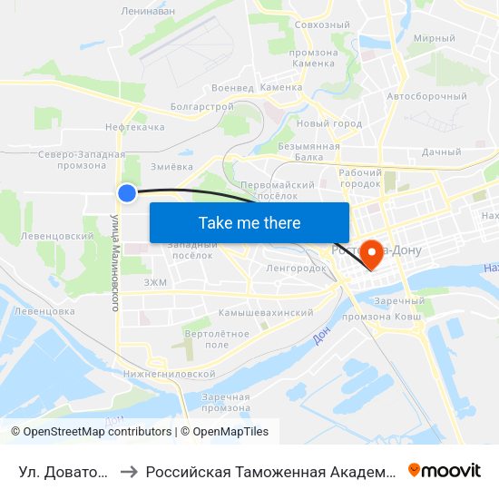 Ул. Доватора to Российская Таможенная Академия map