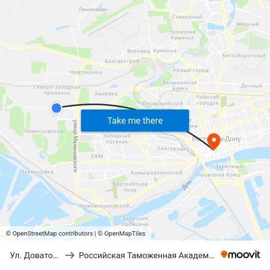 Ул. Доватора to Российская Таможенная Академия map