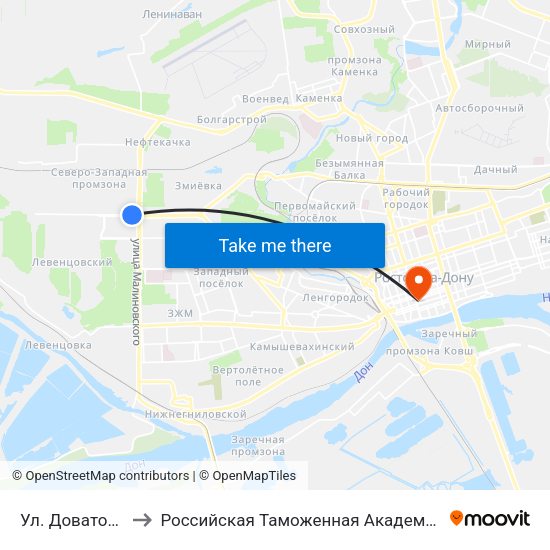 Ул. Доватора to Российская Таможенная Академия map