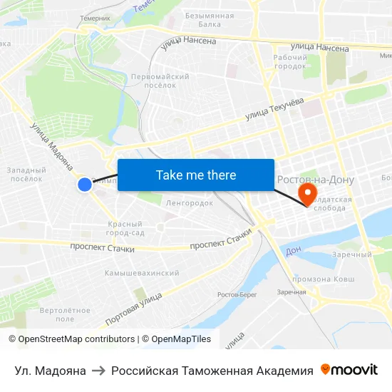 Ул. Мадояна to Российская Таможенная Академия map