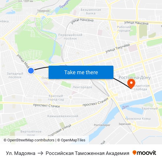 Ул. Мадояна to Российская Таможенная Академия map