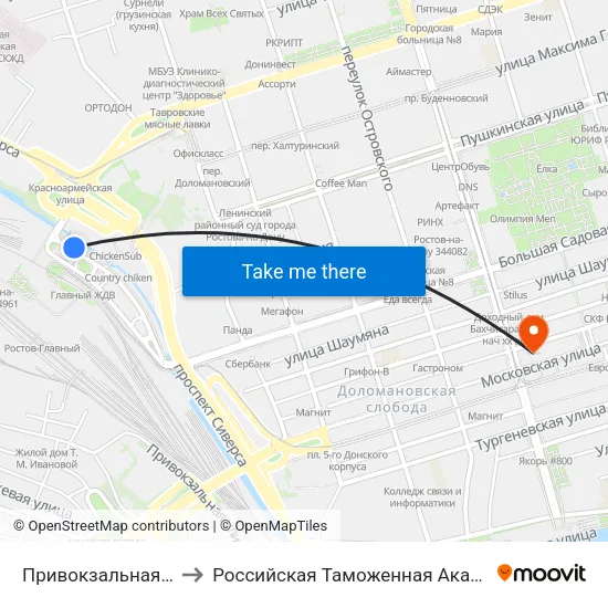 Привокзальная Пл. to Российская Таможенная Академия map