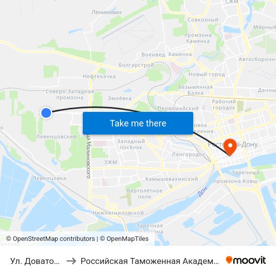 Ул. Доватора to Российская Таможенная Академия map