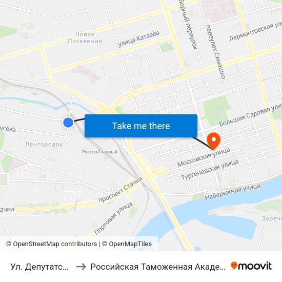 Ул. Депутатская to Российская Таможенная Академия map