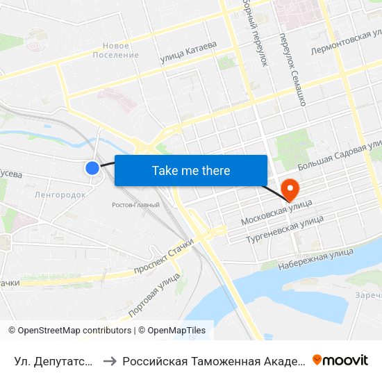 Ул. Депутатская to Российская Таможенная Академия map