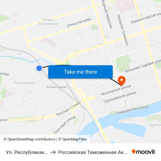 Ул. Реслубликакская to Российская Таможенная Академия map