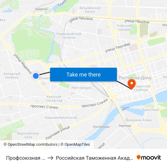 Профсоюзная Ул. to Российская Таможенная Академия map