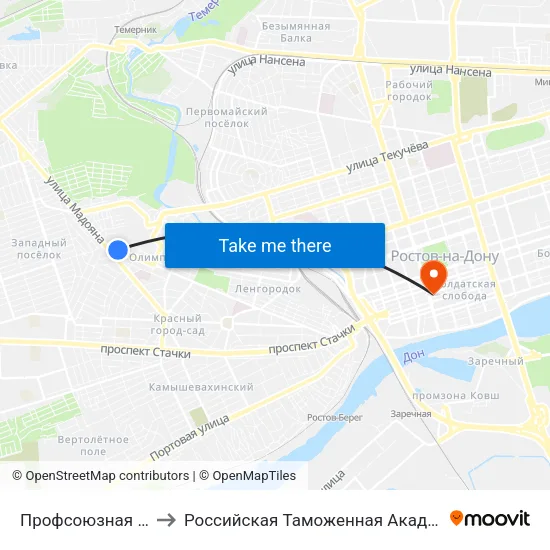 Профсоюзная Ул. to Российская Таможенная Академия map