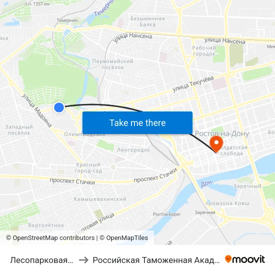 Лесопарковая Ул. to Российская Таможенная Академия map